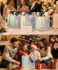 Poppin Glossy Iridescent Gift Bags Set Of 15 Reusable Goodie Bags With Handles And Sturdy Bases For Christmas Birthday Wedding