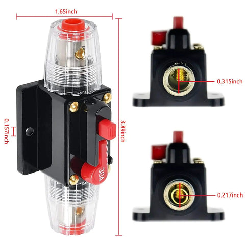 30 Amp Inline DC Breaker With Manual Reset And Auto Trip For Car Audio Marine Boat Trolling Motor RV Truck Solar Systems