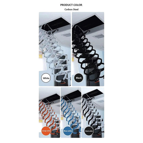 Premium Top Shelf Electric Retractable Attic Ladder With Remote Control in multiple color options including black and white.