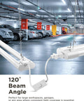 Six Pack LED Shop Lights For Workshop 4 Ft Linkable Garage Lighting 4500 Lumens 40W Equivalent 6000K Daylight Deluxe shown in parking garage