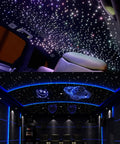 Starry ceiling effect in car and home with 20W Dual Head Fiber Optic Lights Kit With RGBW Twinkle Heads, 600 strands, remote controlled.