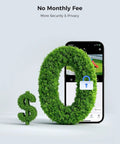 Solar Powered Wireless Outdoor Security Camera System Kit With Four Cameras, No Monthly Fee concept with phone and greenery