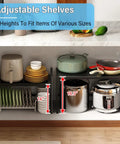 Expandable 110 Lbs Heavy Duty Metal Shelving Unit For Pots N Pans, Microwave And Small Appliances in kitchen cabinet