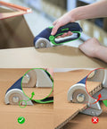 Zeite 4 V Cordless Electric Scissors Cardboard Cutter in use cutting cardboard with ergonomic handle and blade angle.