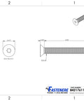 Technical diagram of 2-1/2 Inch 5/16-18 Flat Head Socket Cap Screws With Allen Drive 18-8 Stainless Steel, dimensions shown.