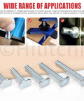 40 Piece Tee Bolt Set In 5 Sizes 1/4-20 T Bolts For T Track And Slot Jigs with examples of application in woodworking.