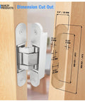 Installed Concealed Door Hinges For 180 Degree Swing, 3 Way Adjustable, Black 6 Inch Pair Ultra Sleek Discreet Hardware