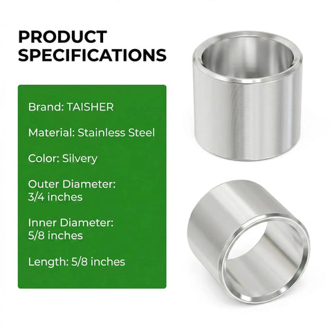 Beefy Heavy-Duty Stainless Steel Bushing Sleeve Set 12 Pieces 5/8 Inch Bore, 3/4 Inch Outer Diameter, 5/8 Inch Length Reducing Sleeve Spacer For M14 Screws Bolts And Rods, Corrosion Resistant, High Pressure, Leak Proof, Easy Install stainless steel sleeve specs