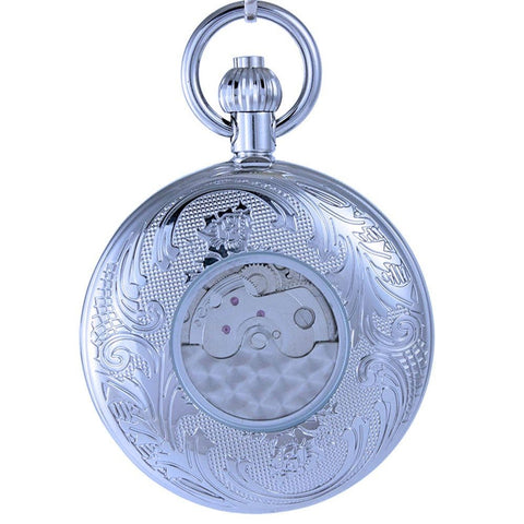 Waterproof Large Digital Luminous Tourbillon Moon Phase 24H Pocket Watch Built To Last With Automatic Mechanical Movement, Roman Dial, Chain Fob, 3ATM Waterproof, Dustproof, Gift Box