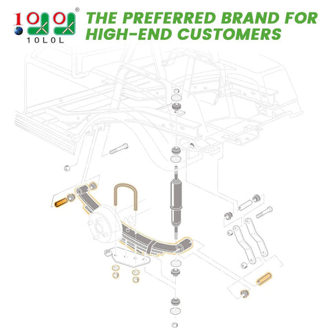Heavy Duty Rear Four Leaf Spring Kit With Bushings And Sleeves Fits Club Car Ds Golf Cart 1982 Onward, detailed assembly diagram.