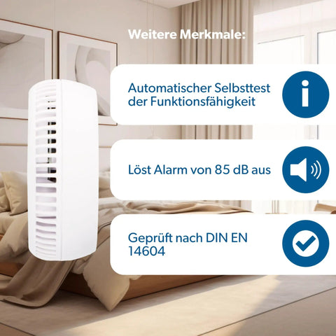 Smoke Detector With Magnetic Holder No Sweating Over Tools Super Strong 3M Adhesive Pads For Snappy Wall Mount showing LED status in a modern decor.
