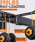 Heavy Duty Garden Tool Organizer Wall Mount For Garage With 3 Racks And 6 Adjustable Hooks, 48 Inch Steel Tool Storage System Holds Up To 390 Lbs For Shovels, Rakes, Yard Tools visible with 390 lb capacity and hook detail