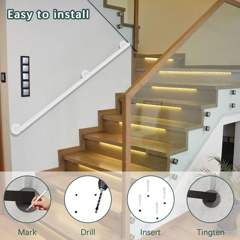 Upgraded Adjustable Iron Railing Kit For Serious Home Security Slick Design With No Sweat Installation installed on modern staircase