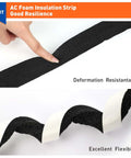 Front view of MAGZO black adhesive-backed foam weather-stripping strip, 1 in W x 1 in T, 13 ft total (two 6.5 ft rolls).