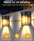 8 Pack Solar Fence Lights With Dusk To Dawn Sensor on fence in rain, waterproof outdoor deck lighting, warm 3000K lamps