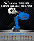 Badass 6 Ton Electric Hydraulic Crimping Pliers With 12 Universal Dies For Cable Lugs And Wire Terminations Delivers knockout force with 360º rotatable clamp head.