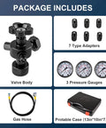Pro Grade Nitrogen Hydraulic Accumulator Charging Kit with 7 Type Adapters, 3 Pressure Gauges (1500/4000/6000 PSI), Gas Hose, Case