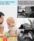 Collage showing educational use of Recordable Kids Digital Microscope With 2.4 Inch IPS Screen 200W Photo And Video 1000X Microscope.