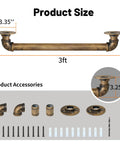 Heavy Duty Industrial Staircase Handrails 3 Ft Galvanized Pipe with product size and accessories for DIY installation.