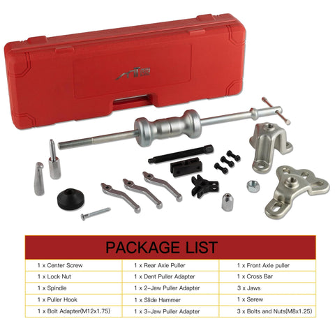 Nine Way Slide Hammer Puller Set 5 Pound Heavy Duty Tool Kit with case and 9 attachments for auto repairs