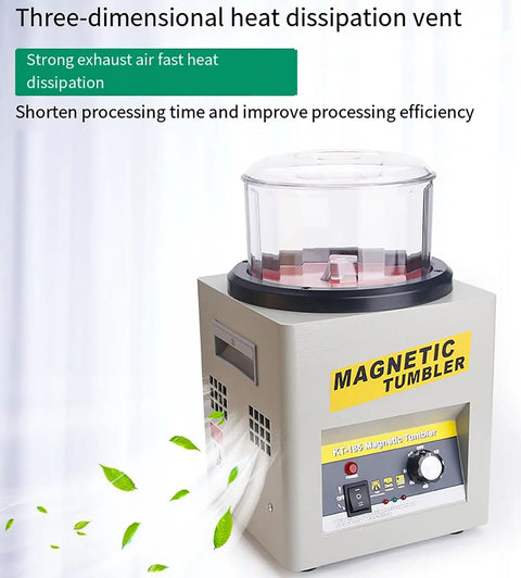 Heavy Duty 250W Magnetic Jewelry Tumbler Machine, 2000 Rpm Electric Polisher showing heat dissipation vent.