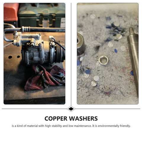 Bestyash 200pc Copper Crush Washers M5 Assortment Kit For Faucet Leak Sealing And Electrical Connections Heavy Duty Sealants To Stop Drips Fast copper washers on repair bench