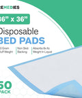 Ultra Absorbent Heavy Duty Disposable Adult Bed Pads 36X36 Inch Waterproof Incontinence Underpads With Plush Fluff Top, 50 pack.