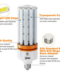 1000W Equivalent LED Corn Light Bulbs 2 Pack 5000K Daylight White 100W LED per Bulb E26 E39 Base with product features