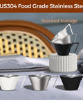 Two Pack Stainless Steel Espresso Cups With Handle, Double Spout Measuring Cup With Dual Scale, V Shaped Mouth, stacked design