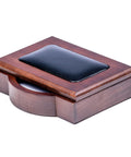 Walnut and Black Leather Desk Set, 10-Piece Office Organizer Kit, top-grain leather with walnut-stained rosewood note holder, sleek design
