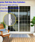 Easy Swap Sliding Patio Door Handle Set With Key Cylinder And Mortise Lock Full Replacement visible on glass door