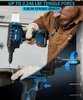 Powerful Cordless Rivet Gun Compatible With Makita 18V Battery, highlighting 0.98in stroke length and 2248 Lbf pull force.