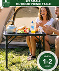 2 Foot Folding Table With Carry Handle For Camping And Outdoor Grill Table, Adjustable Height, Black Metal Mesh Surface