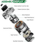Exploded view of Upgraded 130 Amp 12V Alternator For Honda Odyssey Pilot Ridgeline 2011 To 2015 3.5L V6 With 6 Groove CW Rotation