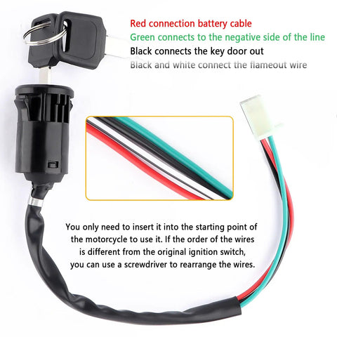 Four Pin Ignition Switch With Key For 50cc To 250cc Motorcycles Scooters ATVs Pocket Bikes And Dirt Bikes Easy Start Lock