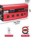 Beefy 3000W DC To AC Inverter With LCD Display And Remote Control 4 AC Outlets And 4 USB 3.1A Ports 12V To 110V 120V for off grid use