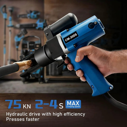 Rock Solid Battery Powered Electric Hydraulic Cable Lug Crimping Tool With 15 Quick Change Dies For Heavy Wiring Projects That Gets Everything Done Fast Without Breaking A Sweat