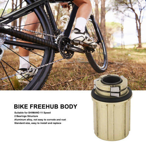 Freehub Body 11 Speed Aluminum Alloy With Two Bearings Replacement For Mountain And Road Bikes next to cycling scene