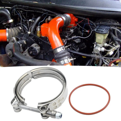 Turbo V Band Clamp With O Ring Seal Replacement For Dodge Cummins 4BT 6BT 12V 24V Engine Exhaust Pipe and O-Ring