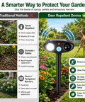 Deer Repellent Pack 4 With Solar Powered Ultrasonic Motion Sensor and LED Flashlight IP65 Waterproof Cat and Rabbit Deterrent in garden