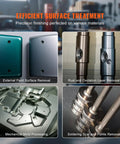 Close-up of metal surfaces treated with a sandblaster for paint, rust, mold processing, and soldering scar removal.