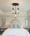 Three Light Crystal Pendant Lights Black For Kitchen Island Hanging Light Fixtures Modern Black Pendant Lighting