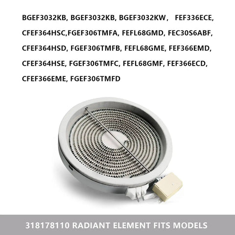 Surface Burner Element Replacement For 6 Inch Electric Range Cooktop Radiant Heating Element 1200W Replaces 316010205