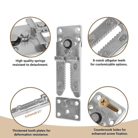 Heavy Duty 6 Piece Sectional Sofa Connectors Pro Grade Metal Couch Fasteners with detailed spring and tooth plate design.