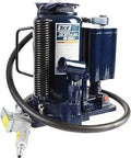 Beefy 20 Ton Pneumatic Air Hydraulic Bottle Jack With Manual Pump, blue finish, for industrial equipment and heavy machinery.