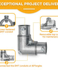 Top Shelf 3/4 Inch EMT Fittings For Zero Stress Job Site Layout Includes Five 90 Degree Inside Corner Pulling Elbows with screw fastened joints