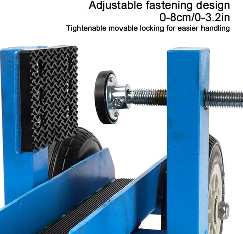 Close-up of adjustable fastening design on Heavy Duty Panel Dolly Cart 1100lb Capacity Slab Roller with rubber rollers.
