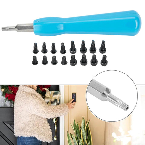 Security Screws And Screwdriver Kit For Ring Doorbell 2 And Ring Doorbell Pro, 16-piece set with blue double end bit