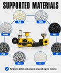 Supported materials for High Speed Coil Winding Machine And Naturally Slick Desktop 3D Printer Filament Extruder for PA CF Thermoplastic Pellets.