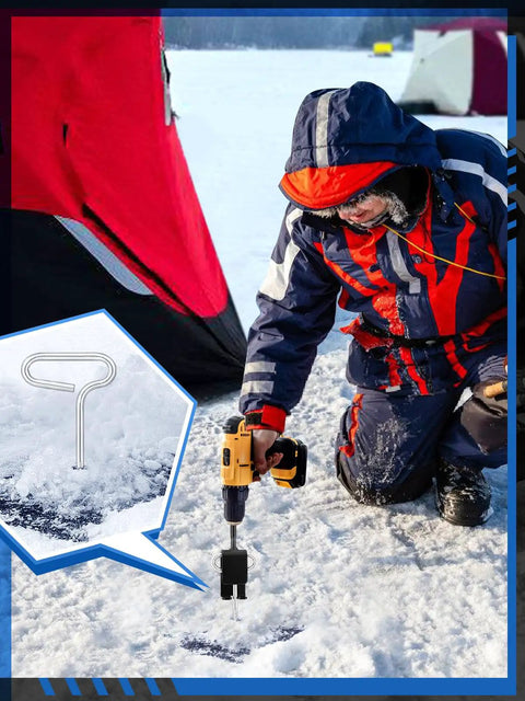 Ice Anchor Drill Adapter Kit For Ice Fishing Shelters Includes Four Stake Nails And Nylon Straps One Quarter Inch Drill Bit Adapter